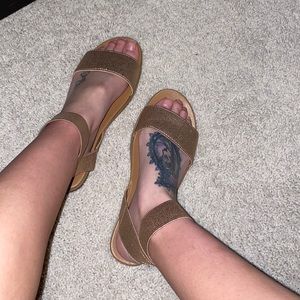 Rose gold strappy sandals